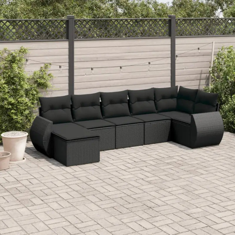 Modulaire tuinbank van gepoedercoat staal met beige materiaal - Zwart / 1 / Zonder tafel - Modulaire tuinbanken