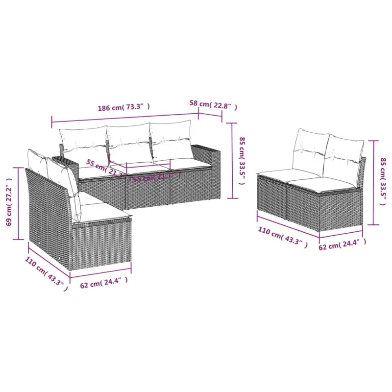 Modulaire tuinbank van gepoedercoat staal met poly rattan en waterdichte tas - Modulaire tuinbanken