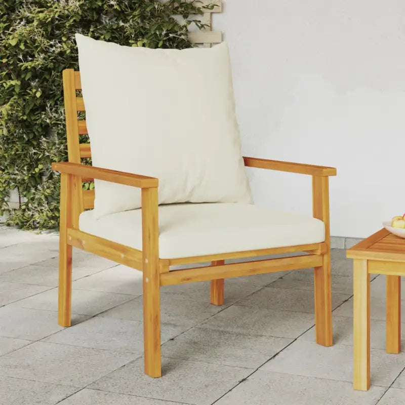 Modulaire tuinbank van massief acaciahout voor een comfortabele zitervaring - Bruin en crème / 1 / Stoel - Modulaire