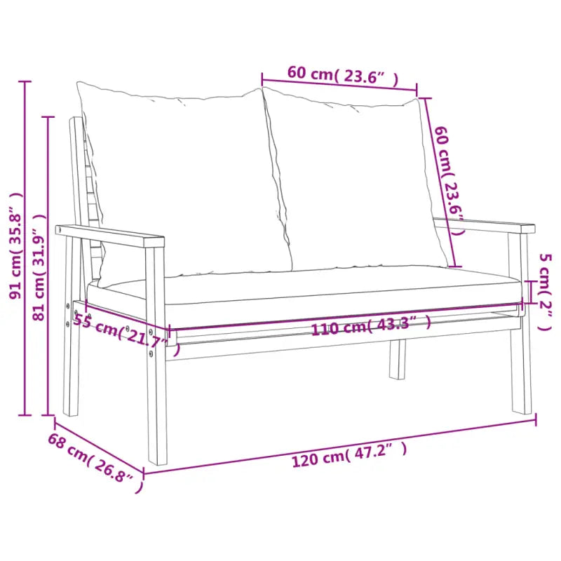 Modulaire tuinbank van massief acaciahout voor een comfortabele zitervaring - Modulaire tuinbanken