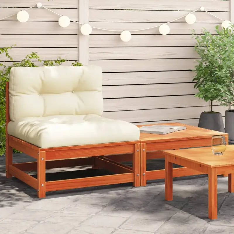 Modulaire tuinbank van massief douglashout met kussens voor terras - Wasbruin / 1 / armless sofa - Modulaire tuinbanken