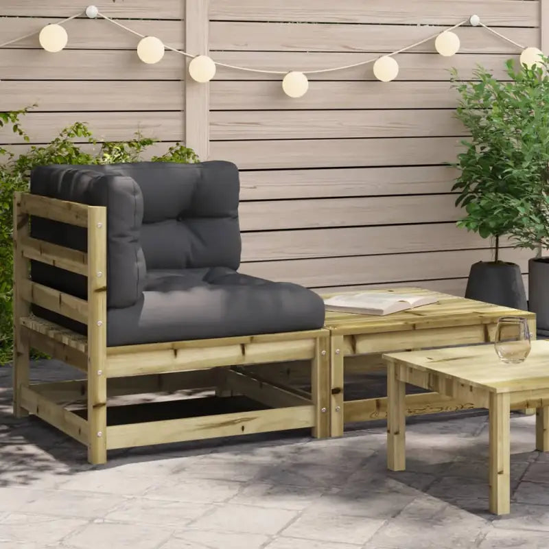 Modulaire tuinbank van massief douglashout met kussens voor terras - Naturel geïmpregneerd / 1 / Hoekbank - Modulaire