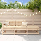 Modulaire tuinbank van massief douglashout voor terras en patio - Onbehandeld grenenhout / 1 / 2-zitsbank met hocker