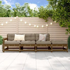 Modulaire tuinbank van massief douglashout voor terras en patio - Bruin grenenhout / 1 / 3-zitsbank met hocker