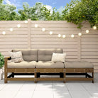 Modulaire tuinbank van massief douglashout voor terras en patio - Bruin grenenhout / 1 / 2-zitsbank met hocker