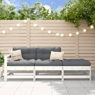 Modulaire tuinbank van massief douglashout voor terras en patio - Wit grenenhout / 1 / 2-zitsbank met hocker