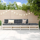 Modulaire tuinbank van massief douglashout voor terras en patio - Wit grenenhout / 1 / 3-zitsbank met hocker