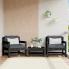 Modulaire tuinbank van massief douglashout voor terras en patio - Zwart grenenhout / 1 / Fauteuils (2 st) - Modulaire