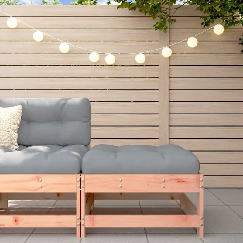 Modulaire tuinbank van massief grenenhout met zachte kussens - Natuurlijk douglashout / 1 / Voetensteun - Modulaire