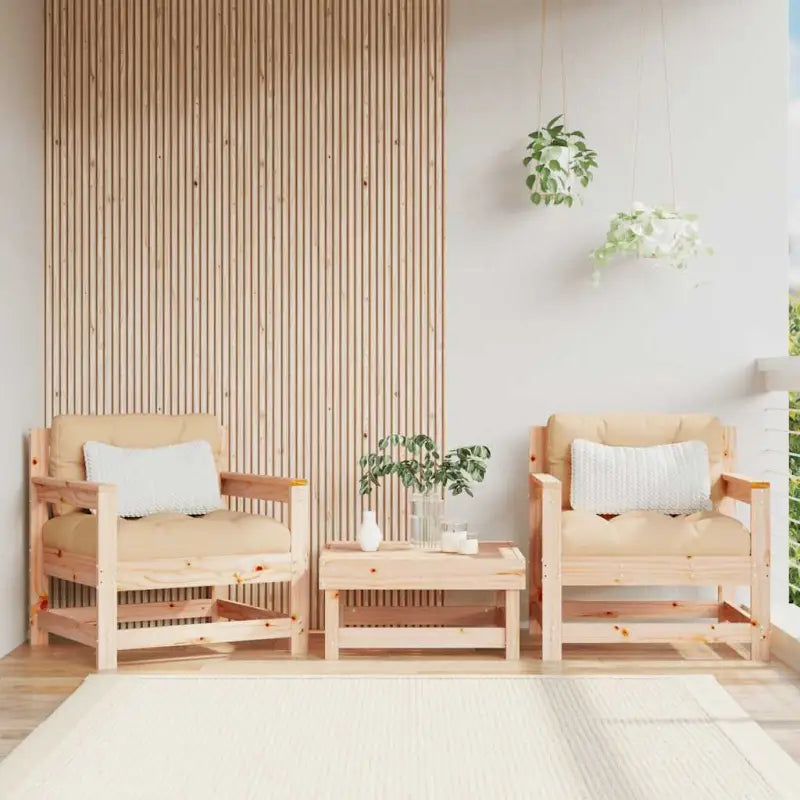 Modulaire tuinbank van massief grenenhout met zachte kussens - Natuurlijk grenenhout / 1 / Fauteuil - Modulaire