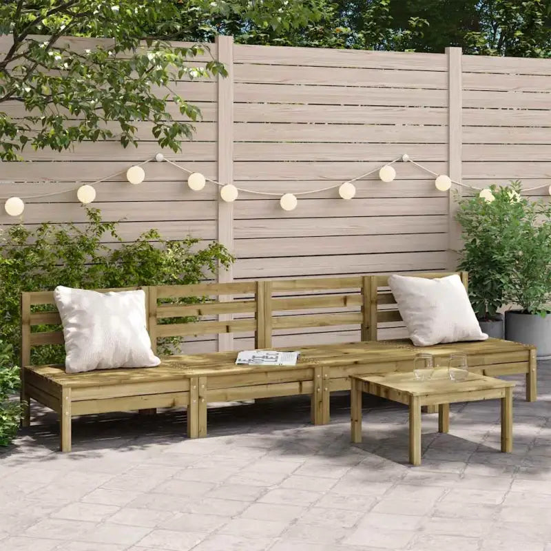 Modulaire tuinbank van massief grenenhout voor ontspanning en gezelligheid - Naturel geïmpregneerd / 4 / Middenbank
