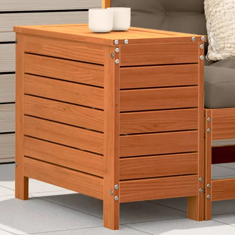 Modulaire tuinbank van massief grenenhout voor terras en patio - Bruin grenenhout / 1 / Hoge hocker met opbergruimte