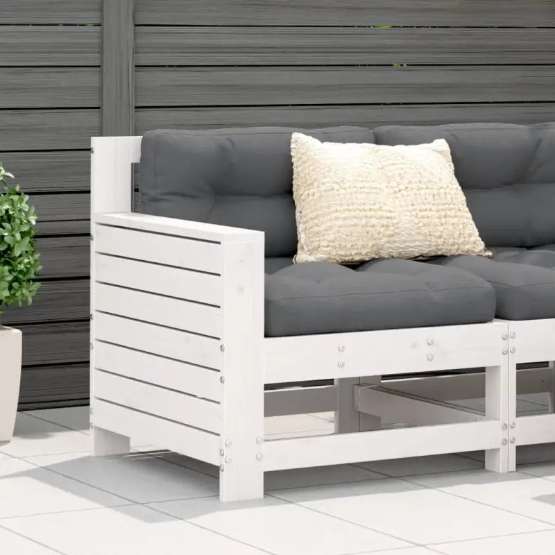 Modulaire tuinbank van massief grenenhout voor terras en patio - Wit grenenhout / 1 / Hoekbank - Modulaire tuinbanken