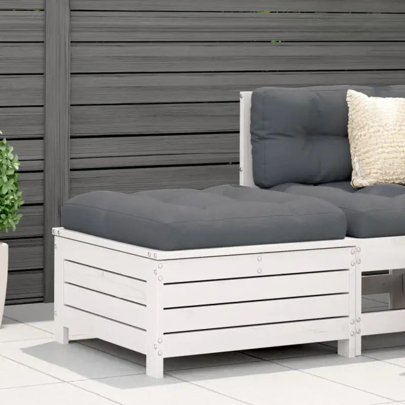 Modulaire tuinbank van massief grenenhout voor terras en patio - Wit grenenhout / 1 / Lage hocker met opbergruimte