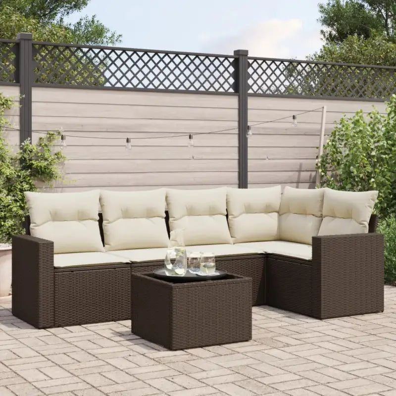 Modulaire tuinbank van zwart gepoedercoat staal met waterdichte tas - Bruin en crème / 1 / Met tafel - Modulaire