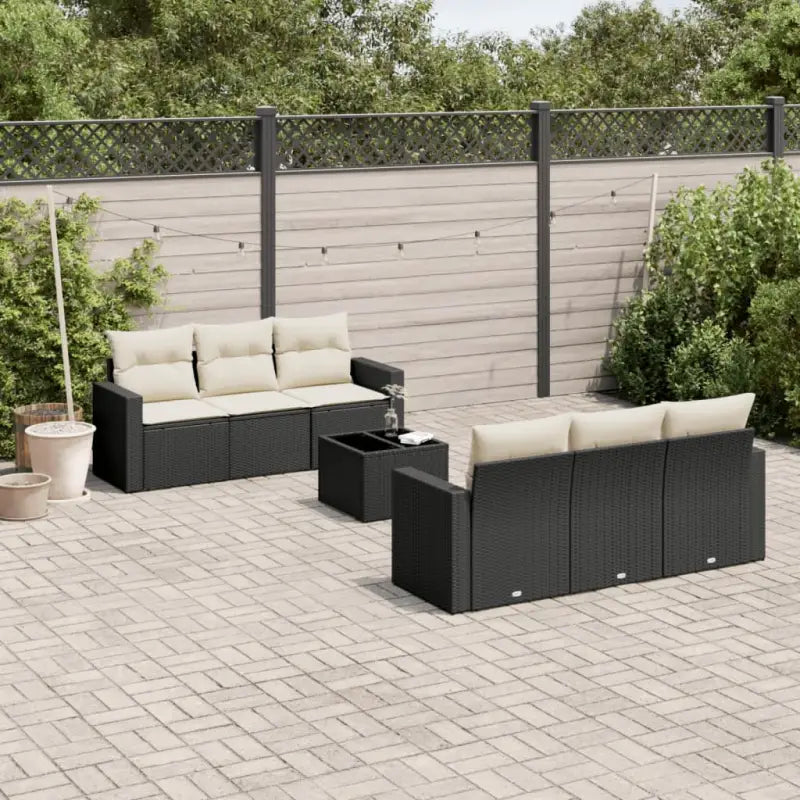 Modulaire tuinbanken in zwart materiaal en gepoedercoat staal - Zwart en crème / 7 - Modulaire tuinbanken