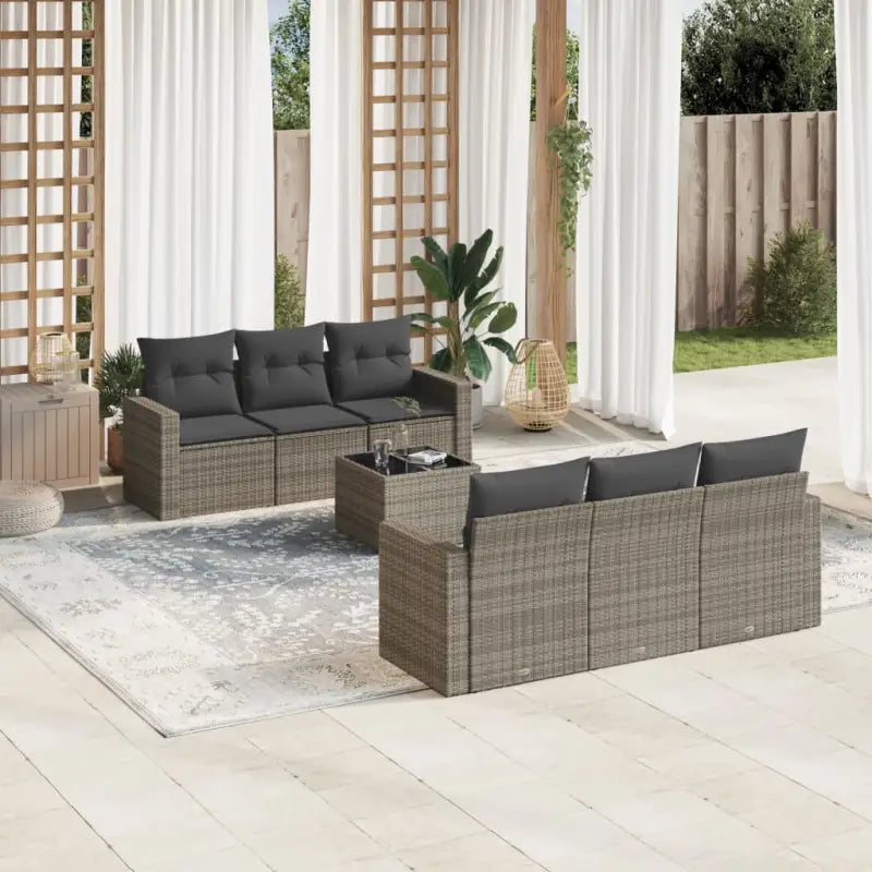 Modulaire tuinbanken in zwart materiaal en gepoedercoat staal - Grijs / 7 - Modulaire tuinbanken