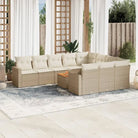 Modulaire tuinbanken met beige materiaal en gepoedercoat staal - Beige / 1 / Tafel + 6x midden + 2x hoek - Modulaire