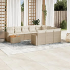 Modulaire tuinbanken met beige materiaal en gepoedercoat staal - Beige / 1 / 6x midden + Tafel + 2x hoek - Modulaire