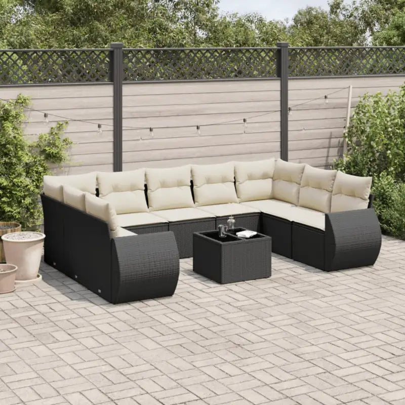 Modulaire tuinbanken met beige materiaal en gepoedercoat staal Afmetingen - Zwart en crème / 1 / Met tafel - Modulaire