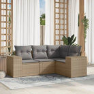 Modulaire tuinbanken met beige materiaal en gepoedercoat staal afmetingen - Beige en grijs / 1 / Zonder tafel