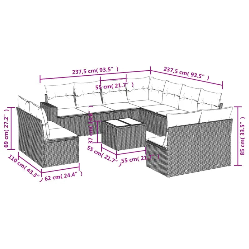 Modulaire tuinbanken met beige materiaal en gepoedercoat staal - Modulaire tuinbanken