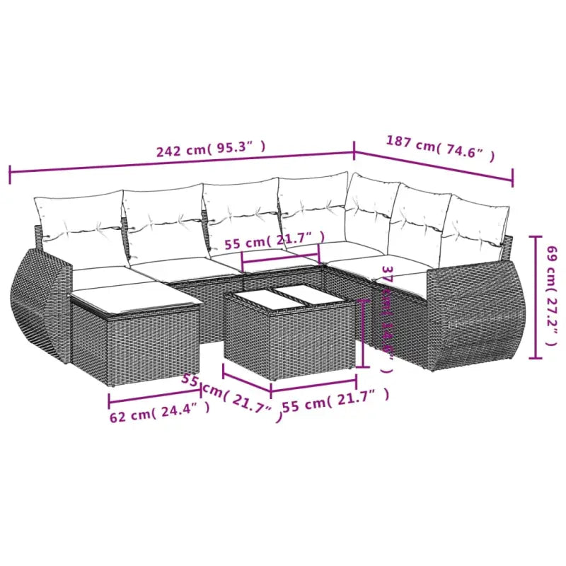 Modulaire tuinbanken met beige materiaal en gepoedercoat staal afmetingen - Modulaire tuinbanken