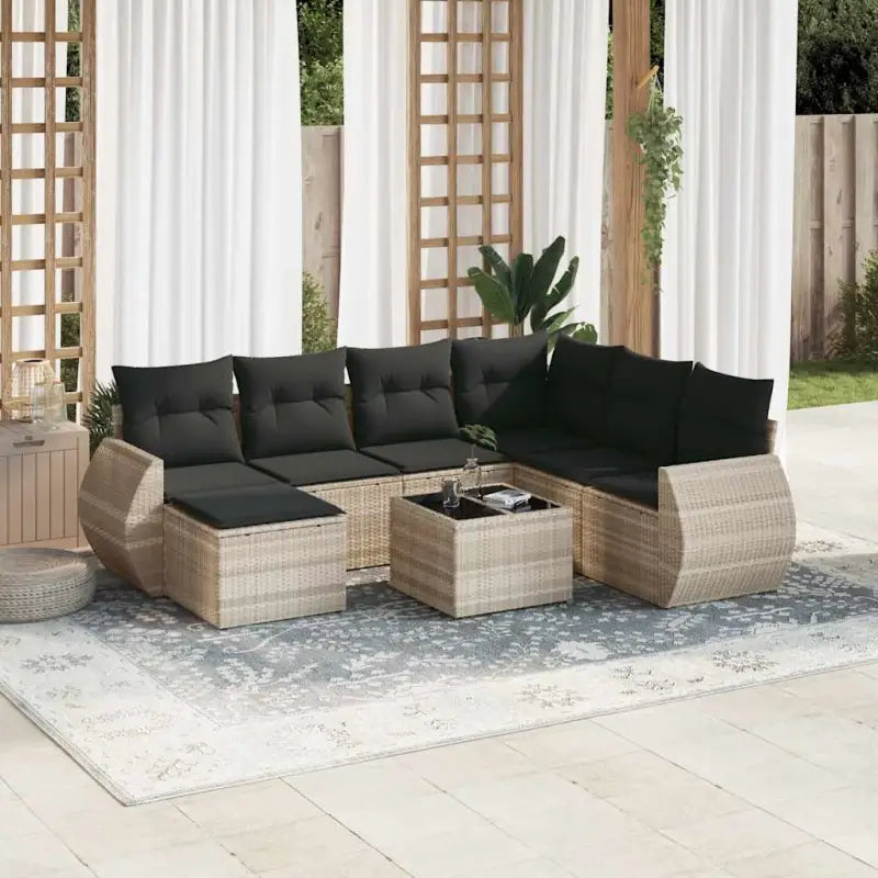 Modulaire tuinbanken met beige materiaal en gepoedercoat staal afmetingen - Lichtgrijs / 1 / Met tafel - Modulaire
