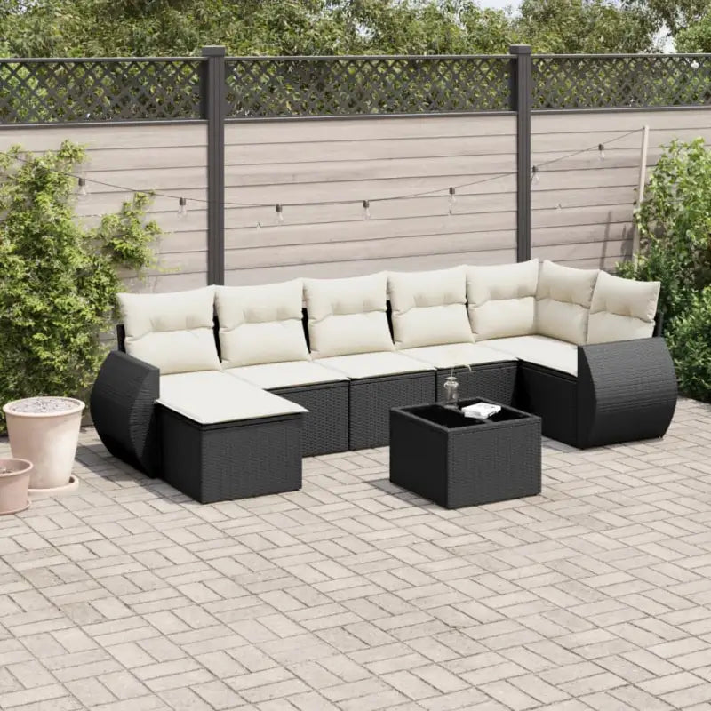 Modulaire tuinbanken met beige materiaal en gepoedercoat staal afmetingen - Zwart en crème / 1 / Zonder tafel
