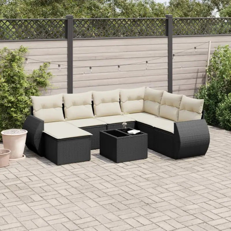 Modulaire tuinbanken met beige materiaal en gepoedercoat staal afmetingen - Zwart en crème / 1 / Met tafel - Modulaire