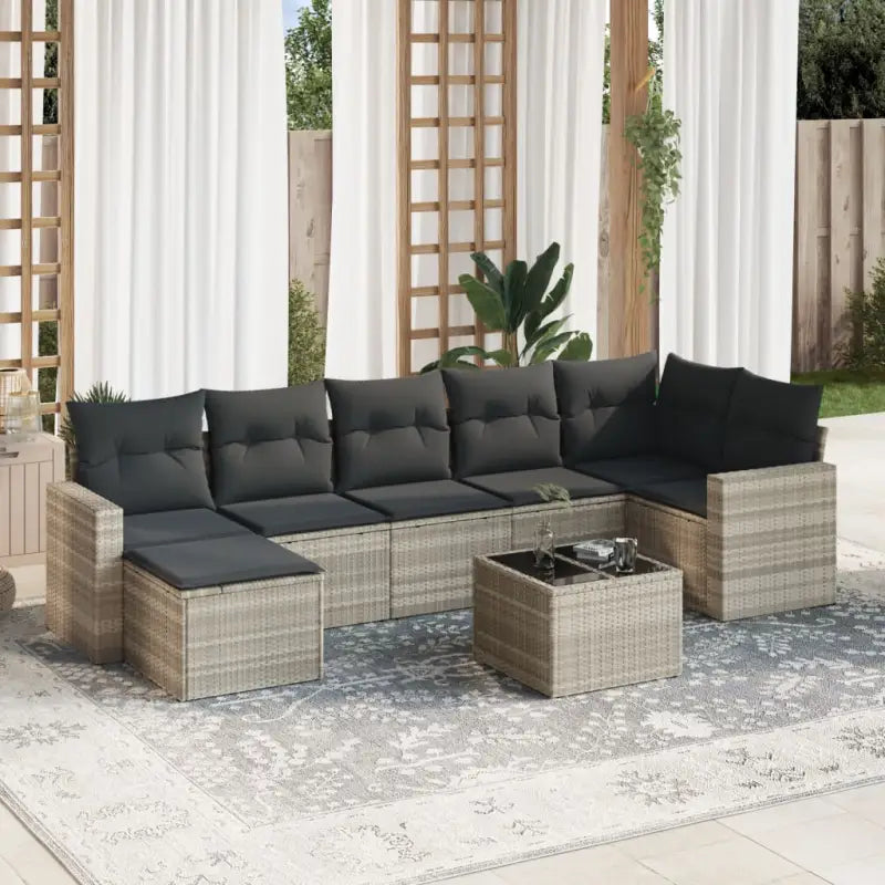 Modulaire tuinbanken met beige materiaal en gepoedercoat staal afmetingen - Lichtgrijs / 1 / Met tafel - Modulaire
