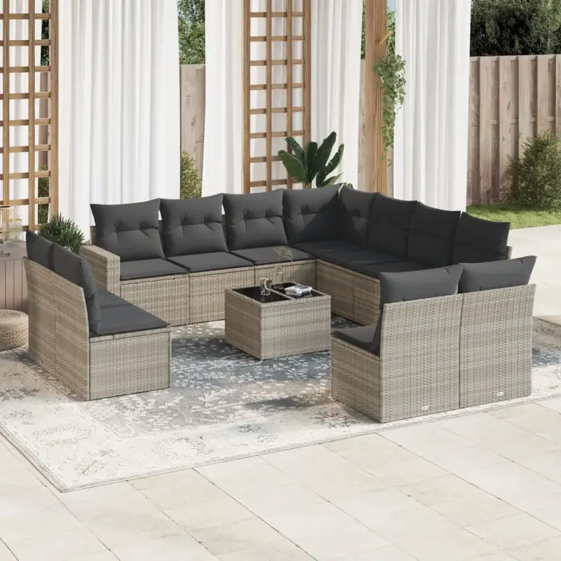 Modulaire tuinbanken met beige materiaal en gepoedercoat staal - Lichtgrijs / 1 / Met tafel - Modulaire tuinbanken