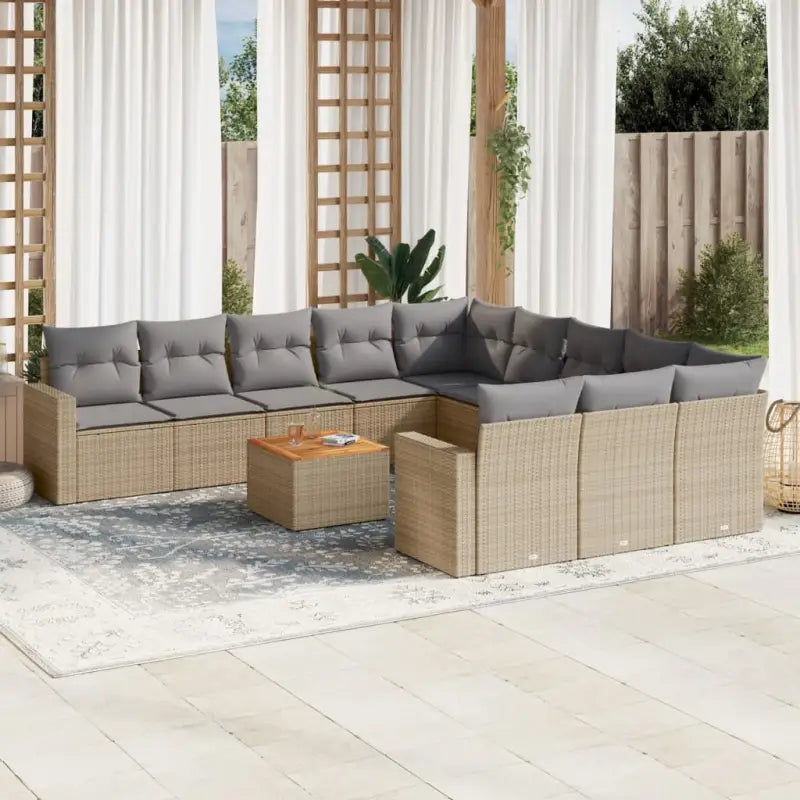 Modulaire tuinbanken met beige materiaal en gepoedercoat staal afmetingen - Beige en grijs / 12 - Modulaire tuinbanken