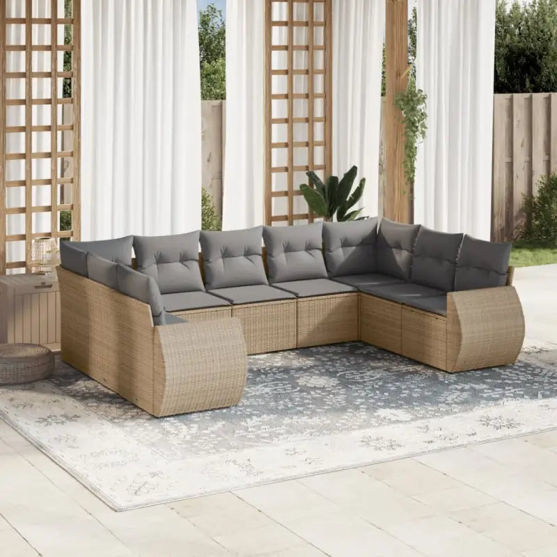 Modulaire tuinbanken met beige materiaal en gepoedercoat staal Afmetingen - Beige en grijs / 1 / Zonder tafel