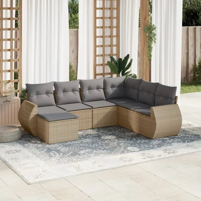 Modulaire tuinbanken met beige materiaal en gepoedercoat staal afmetingen - Beige en grijs / 1 / Zonder tafel
