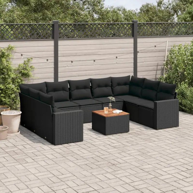 Modulaire tuinbanken met beige materiaal en gepoedercoat staal afmetingen - Zwart / 1 / 2x corner + table + 5x middle