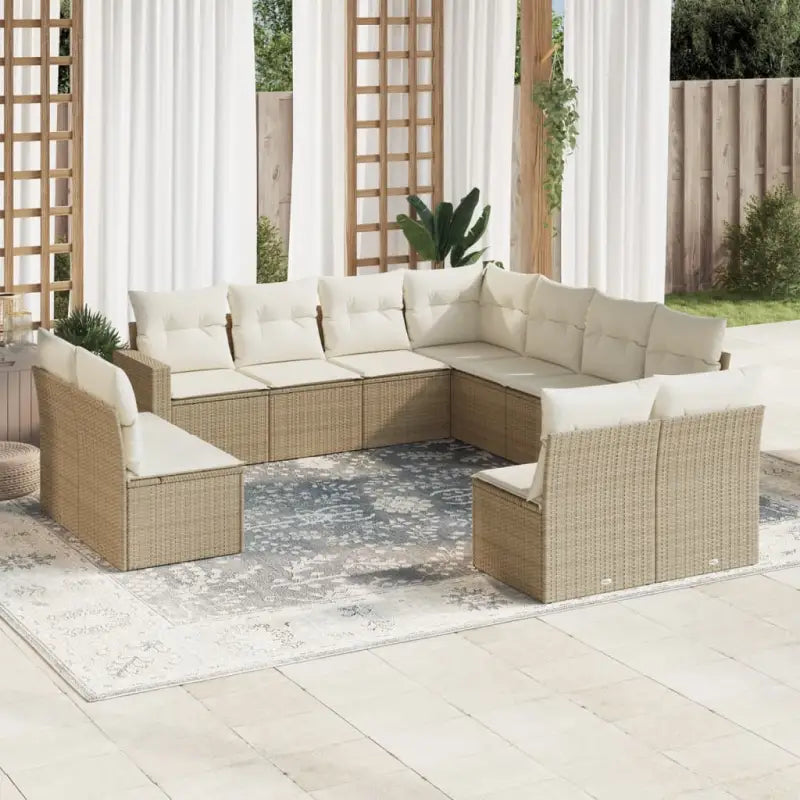 Modulaire tuinbanken met beige materiaal en gepoedercoat staal - beige en crèmekleurig / 1 / Zonder tafel - Modulaire