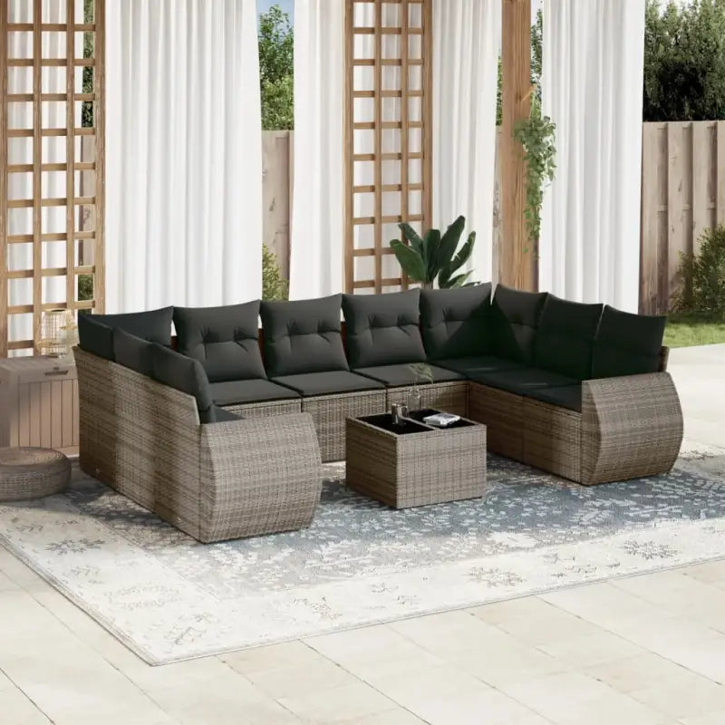 Modulaire tuinbanken met beige materiaal en gepoedercoat staal Afmetingen - Grijs / 1 / Met tafel - Modulaire tuinbanken