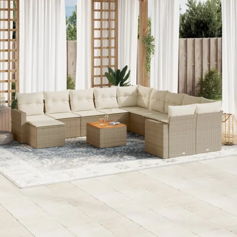 Modulaire tuinbanken met beige materiaal en gepoedercoat staal meerwaarde - beige en crèmekleurig / 12 - Modulaire