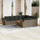 Modulaire tuinbanken met beige materiaal en gepoedercoat staal - Grijs / 1 / Tafel + 6x midden + 2x hoek - Modulaire