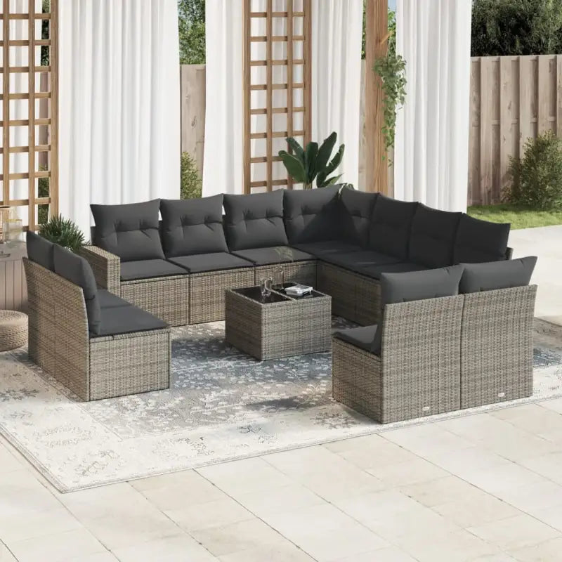Modulaire tuinbanken met beige materiaal en gepoedercoat staal - Grijs / 1 / Met tafel - Modulaire tuinbanken