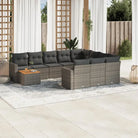 Modulaire tuinbanken met beige materiaal en gepoedercoat staal - Grijs / 1 / 6x midden + Tafel + 2x hoek - Modulaire