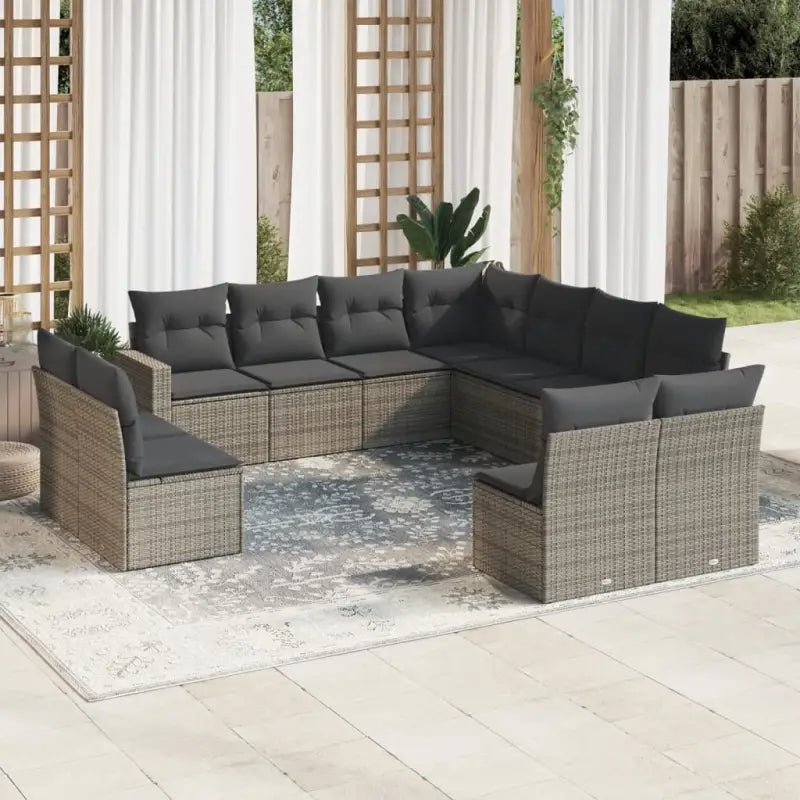 Modulaire tuinbanken met beige materiaal en gepoedercoat staal - Grijs / 1 / Zonder tafel - Modulaire tuinbanken