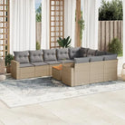 Modulaire tuinbanken met beige materiaal en gepoedercoat staal - Beige en grijs / 1 / Tafel + 6x midden + 2x hoek