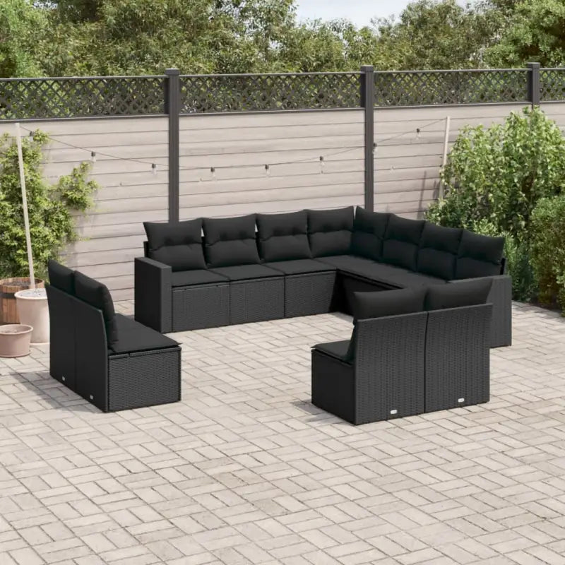 Modulaire tuinbanken met beige materiaal en gepoedercoat staal - Zwart / 1 / Zonder tafel - Modulaire tuinbanken