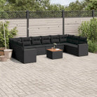 Modulaire tuinbanken met beige materiaal en gepoedercoat staal - Zwart / 1 / 2x corner + table + 6x middle - Modulaire