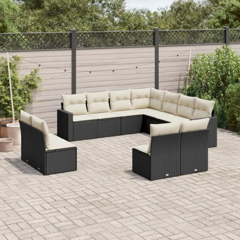 Modulaire tuinbanken met beige materiaal en gepoedercoat staal - Zwart en crème / 1 / Zonder tafel - Modulaire