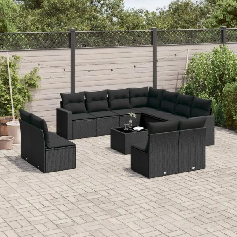 Modulaire tuinbanken met beige materiaal en gepoedercoat staal - Zwart / 1 / Met tafel - Modulaire tuinbanken