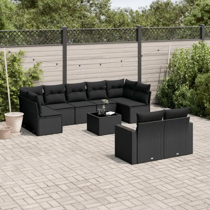 Modulaire tuinbanken met beige materiaal en gepoedercoat staal - Zwart / 1 / Met tafel - Modulaire tuinbanken
