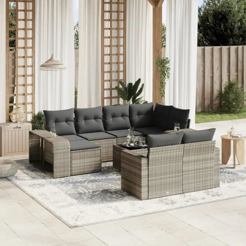 Modulaire tuinbanken met gepoedercoat staal en beige materiaal - Lichtgrijs / 1 / Met tafel - Modulaire tuinbanken